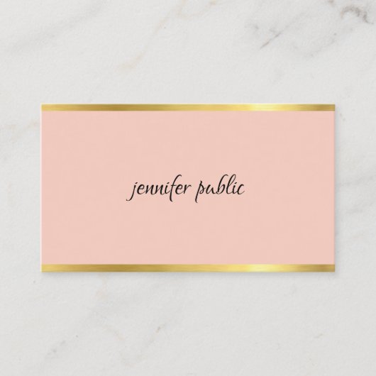 ピンクエレガントと金ゴールドの手書きプロフェッショナル 名刺 (正面)