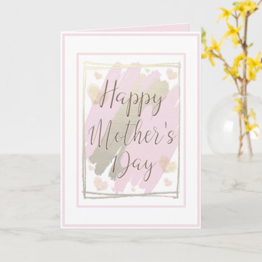 ピンクエレガントと金ゴールドの母の日 カード (黄色い花)