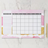 ピンクエレガントと金ゴールドの水の色の毎月カレンダー ペーパーパッド (インサイチュ)