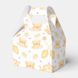 ピンクエレガントと金ゴールドの水の色の紅茶パーティー フェイバーボックス