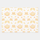 ピンクエレガントと金ゴールドの水の色の紅茶パーティー ラッピングペーパーシート (正面2)