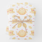 ピンクエレガントと金ゴールドの水の色の紅茶パーティー ラッピングペーパーシート (インサイチュ)