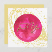 ピンクエレガントと金ゴールドの水彩抽象芸術アート サンキューカード (正面/裏面)