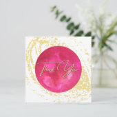 ピンクエレガントと金ゴールドの水彩抽象芸術アート サンキューカード (スタンド正面)