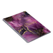 ピンクエレガントと金ゴールドの水色の花デザイン ノートブック (右側)