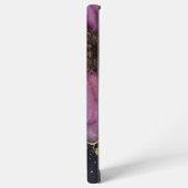 ピンクエレガントと金ゴールドの水色の花デザイン SAMSUNG GALAXYケース (左側面)