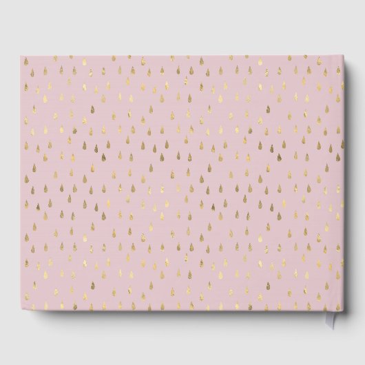 ピンクエレガントと金ゴールドの雨粒バルミツワー ゲストブック (裏面)
