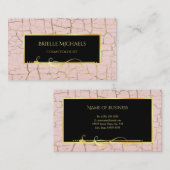 ピンクエレガントと金ゴールドクラックレ絵を描美容師 名刺 (正面/裏面)