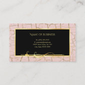 ピンクエレガントと金ゴールドクラックレ絵を描美容師 名刺 (裏面)