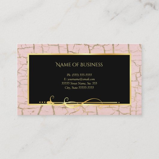 ピンクエレガントと金ゴールドクラックレ絵を描美容師 名刺 (裏面)