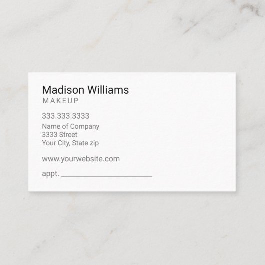 ピンクエレガントと金ゴールドグリッターメイクアップ 名刺 (裏面)