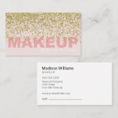 ピンクエレガントと金ゴールドグリッターメイクアップ 名刺 (正面/裏面)