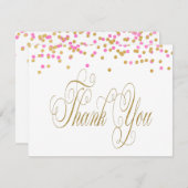 ピンクエレガントと金ゴールドサンキューカード サンキューカード (正面/裏面)
