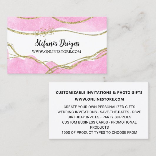 ピンクエレガントと金ゴールドスパークルグリッターオンラインストア 名刺 (正面/裏面)