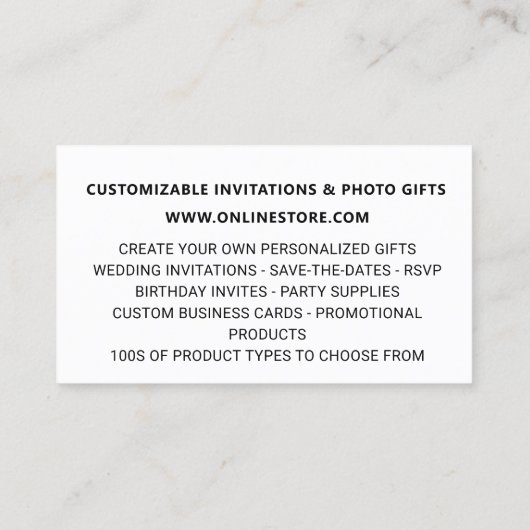 ピンクエレガントと金ゴールドスパークルグリッターオンラインストア 名刺 (裏面)