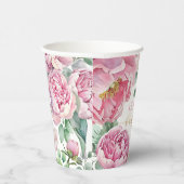 ピンクエレガントと金ゴールドフローラガールベビーシャワーパペ 紙コップ (右)