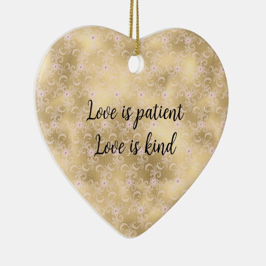 ピンクエレガントと金ゴールドフローラレース セラミックオーナメント (右)