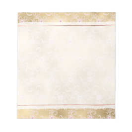 ピンクエレガントと金ゴールドフローラレース ノートパッド