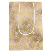 ピンクエレガントと金ゴールドフローラレース ミディアムペーパーバッグ (裏面)