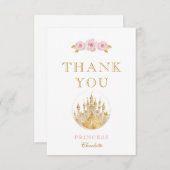 ピンクエレガントと金ゴールドプリンセスサンキューカード サンキューカード (正面/裏面)