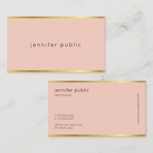 ピンクエレガントと金ゴールドプロフェッショナル美しい平野 名刺 (正面/裏面)