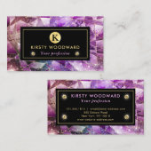 ピンクエレガントと金ゴールドミッドナイトクリスタル銀河系 名刺 (正面/裏面)