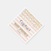 ピンクエレガントと金ゴールド紙吹雪ベビーガール振りかける スタンダードカクテルナプキン (角)