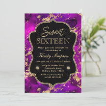 ピンクエレガントと金ゴールド銀河系大理石Sweet sixteen