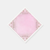 ピンクエレガントと金ゴールド スタンダードカクテルナプキン (角)