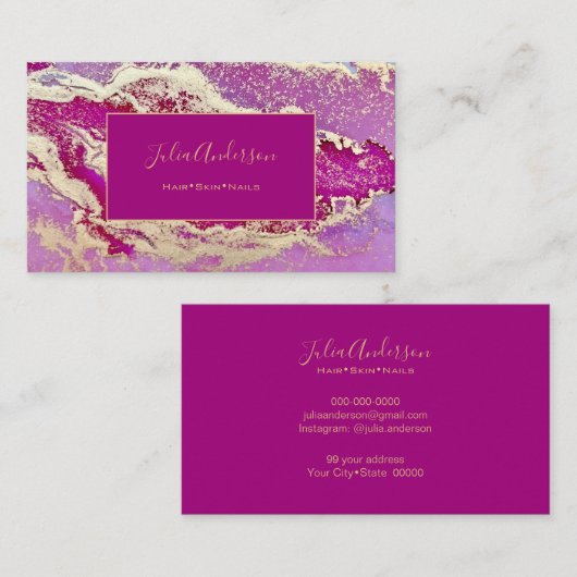 ピンクエレガントと金ゴールド 名刺 (正面/裏面)