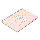 ピンクエレガントと金箔の紙吹雪ドットのパターン ノートブック (左側)