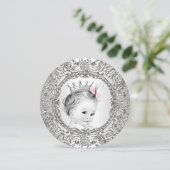 ピンクエレガントと銀の赤ん坊の女の子シャワー 招待状 (スタンド正面)