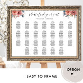 ピンクエレガントと青のフローラシーティングチャートの記号 ポスター