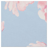 ピンクエレガントと青の水彩花柄 ファブリック (クローズアップ)