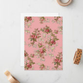 ピンクエレガントと黄色のバラの背景 ノートカード (正面/裏面インサイチュ)