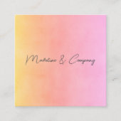 ピンクエレガントと黄色のミニマリスト水の色のスクア スクエア名刺 (正面)