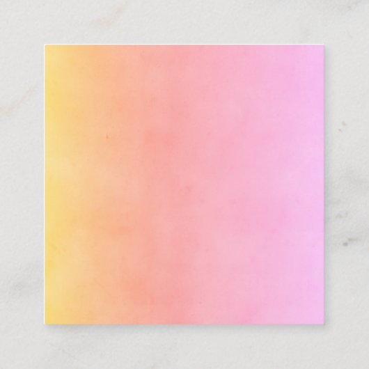 ピンクエレガントと黄色のミニマリスト水の色のスクア スクエア名刺 (裏面)
