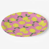 ピンクエレガントと黄色のレモンパターン ペーパープレート (アングル)