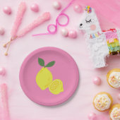 ピンクエレガントと黄色のレモンパーティー ペーパープレート (パーティー)