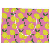 ピンクエレガントと黄色のレモン模様 ラージペーパーバッグ (裏面)