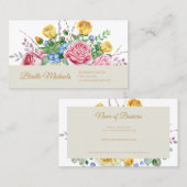 ピンクエレガントと黄色の春バラフローラ 名刺 (正面/裏面)