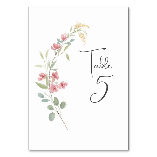 ピンクエレガントと黄色の水色のワイルドフラワー テーブルナンバー (正面)