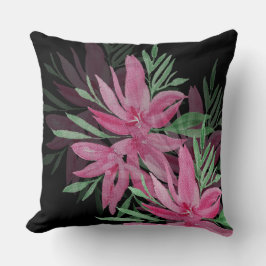 ピンクエレガントと黒のボホフローラ水色 クッション