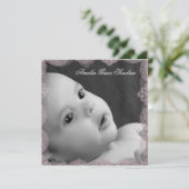 ピンクエレガントと黒の写真誕生のお知らせ 案内状 (スタンド正面)