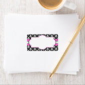 ピンクエレガントと黒の印刷可能住所 シール (インサイチュ)