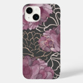 ピンクエレガントと黒の牡丹の花柄 Case-Mate iPhoneケース (裏面)