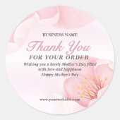 ピンクエレガントに咲くフローラ母の日 ラウンドシール (正面)