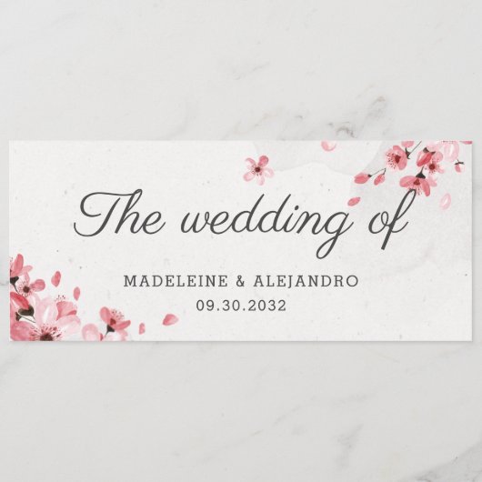 ピンクエレガントのさくらんぼが咲き結婚る メニュー (裏面)