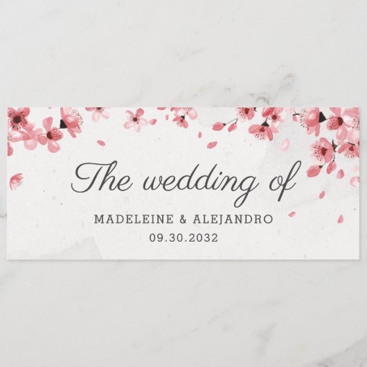 ピンクエレガントのさくらんぼが咲き結婚る メニュー (裏面)