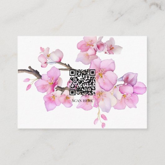 ピンクエレガントのさくらんぼがQR結婚の花 エンクロージャーカード (裏面)